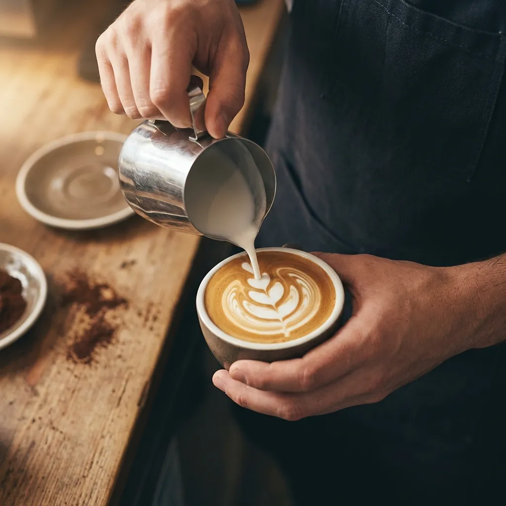 Barista pouring latte art